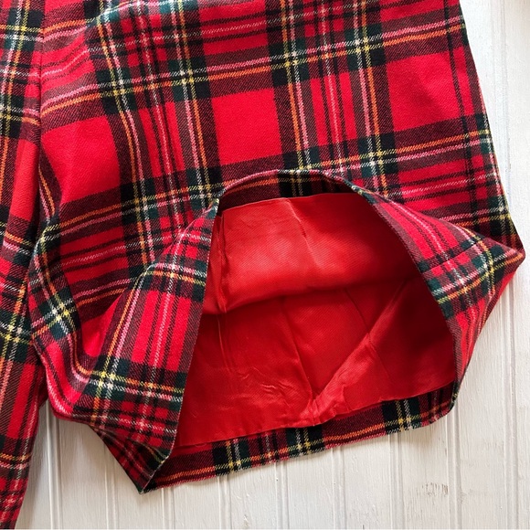 Giorgio Sant’Angelo~ new ~ Red Plaid Wool High Waist Wide Leg Shorts size 10-12* - Picture 10 of 15